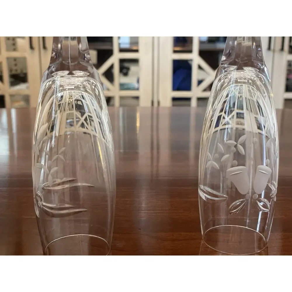 Set of 2 Mikasa Wedding Bells Toasting Fluted Champagne Glass Lead Crystal